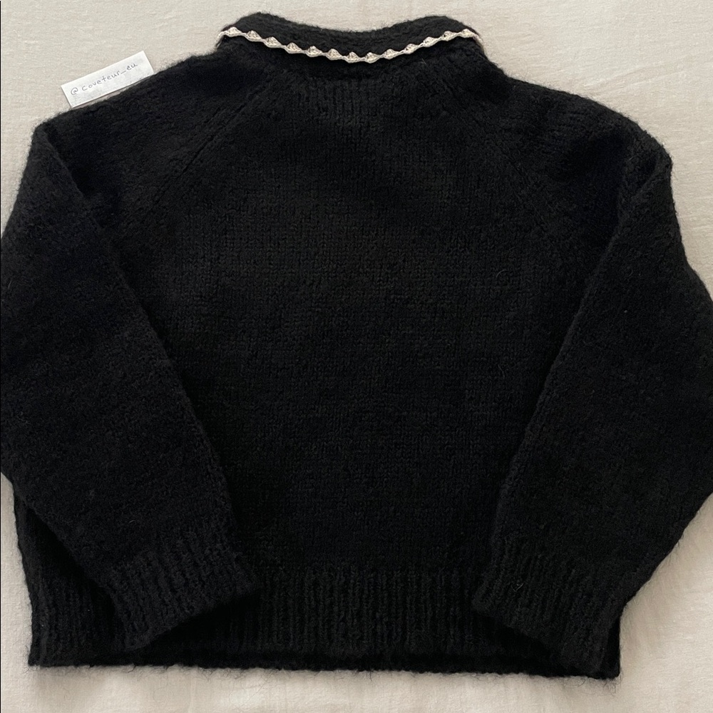 The Great. The Crochet Collar Pullover in Black. Size 0. - Picture 7 of 8